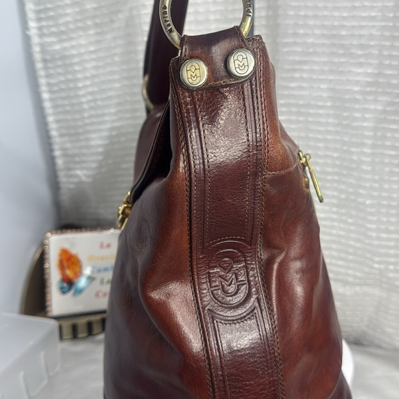 (E4)Marino Orlandi Vintage shoulder bag in caramel-colored leather, made Italy - Picture 6 of 16